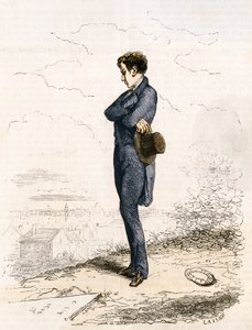 Rastignac zůstává sám, udělal pár kroků na hřbitov... od Unknown artist