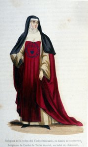 Řeholník řádu slovesa inkarnovat ve slavnostním oděvu. Rytina z alba o řeholních řádech, Paříž od Unknown artist