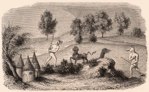 Zastoupení středověkých kmenů a živočišných druhů: dva Cynocephalus bojující monstra od Unknown