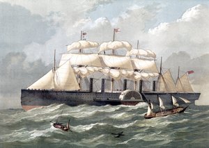 Reprezentace britské lodi Great Eastern, první obří parník, slavnostně otevřená v roce 1858 navržená Isambard Kingdom Brunel (Great eastern iron plachetnice navržená Isambard Kingdom Brunelem) - 19. století od Unknown artist