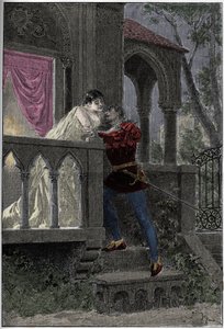 V Pařížské opeře hraje představení opery „“Romeo a Julie““ od Hectora Berlioze. Rytina z roku 1888. od Unknown artist