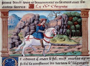 Znázornění benátského mořeplavce Marca Pola (1254-1324) na koni“ Miniatura převzatá z „“ The Book of Wonders““ (“”Devisement of the World””, “”Il Milione””) od Marca Pola (1254-1324 ). 1298. Paříž, Knihovna Arsenalu od Unknown artist