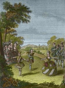 Představení baletu Christopha Willibalda Glucka "Triumf lásky" ve vídeňském Schonbrunnu 1865 (rytina) od Unknown Artist