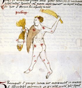 Znázornění souhvězdí Bouviera (Botes) Lovec Botes drží v ruce vlasy Bereniky. Miniatura z „Astronomica“ od Biasino da Parma (Blaise de Parma) (1425-1457) od Unknown artist