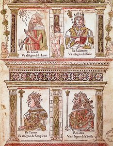 Zastoupení stránky králů: král David, král Šalamoun, král Turno a král Lubba (Stránka králů) 1496) básník a humanista od Unknown artist