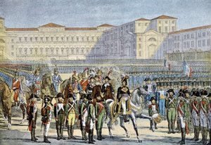 Recenze italské armády předaná v Miláně generálem Muratem (1800) - litografie od Unknown artist