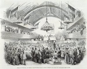 Revoluce 1848: Síň bratrstva, Rue Martel, prezident přerušil zasedání u vchodu komisaře do místnosti od Unknown artist