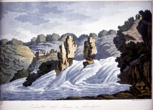 Rýnský vodopád v Laufen, Německo. Rytina z počátku 19. století. od Unknown artist