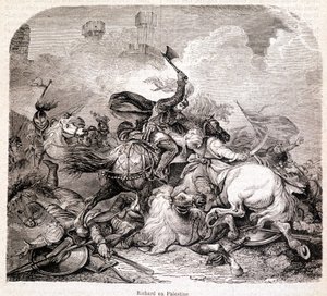 Richard v Palestině. Ilustrace v „Dějinách papežů, králů, královen, císařů v průběhu staletí““ od Maurice Lachatre 1857 od Unknown artist