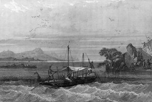 Robert Cavelier de La Salle (1643-1687) přijíždí do ústí Mississippi, duben 1675. v „Obecné historii námořnictva“ od Van Tenaca od Unknown artist