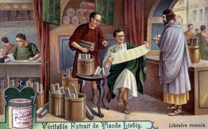 římský knihkupec. Chromolitografie, Liebigův snímek. od Unknown artist