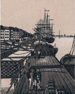 Rotterdam, Holandsko: pohled na přístav Bollwerk. v „“ Svět ilustruje 168 pohledů““ Nedatováno (konec 19. století) od Unknown artist