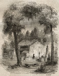 Rousseau a Motiers (kanton Neuchatel) - ilustrace pro „“Vyznání“ od Jean-Jacquese (Jean Jacques) Rousseau (1712-1778) - rytina z roku 1849 od Unknown artist