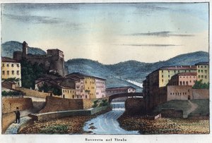 Město Rovereto v Trentinu v severní Itálii – 19. století – rytina „“ Zvyky a tradice všech národů vesmíru. To je historie vlády, zákonů, milicí, náboženství všech národů od nejvzdálenějších dob až do dnů n. od Unknown artist