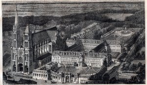 Royal House of Saint-Louis (Dům vzdělávání Čestné legie) v Saint Denis poblíž katedrály - rytina kolem roku 1867 od Unknown artist