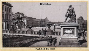 Královský palác v Bruselu, Belgie. Chromolitografie konce 19. století. od Unknown artist