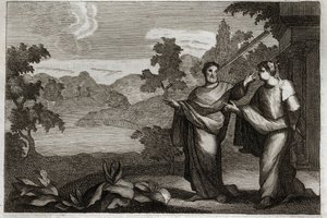 Royaumontská Bible, Nový zákon: Nesuďte druhé. Když máte trám v oku, neměli byste se obtěžovat vytahovat slámu z oka svého bratra (podobenství o slámě a trámu). Ilustrace z roku 1811. od Unknown artist