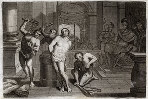 Royaumontská Bible, Nový zákon: Bičování Ježíše Krista. Ilustrace z roku 1811. od Unknown artist