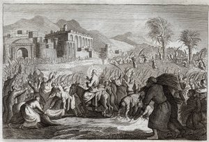 Royaumontská Bible, Nový zákon: Triumf Ježíše Krista. Ježíšův vjezd do Jeruzaléma. Ilustrace z roku 1811. od Unknown artist