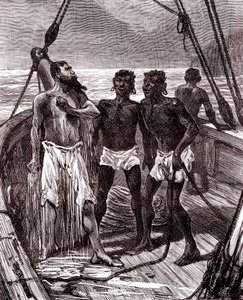 Přeprava gumy na řece Maroni, Guyana od Unknown artist