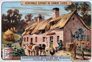 Venkovské bydlení Bretaně - chromo. Liebig, v. 1895 od Unknown artist