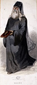 Ruský pravoslavný mnich. Rytina od Unknown artist