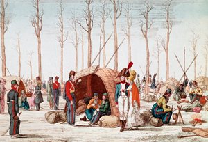Ruští vojáci bivakující na Champs-Elysees, Paříž, Francie, 31. března 1814 (rytina) od Unknown artist