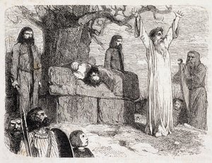 Human Sacrifice od Druidů – ve „Starověké a moderní Bretani““ od Pitre-Chevaliera (Pitre Chevalier), editoval W. Coquebert od Unknown artist