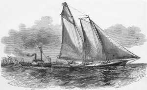 Plachtění: Amerika na regatách v Cowes převzetí hlavy závodu - rytina, Bibl. des arts deco od Unknown artist