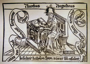 Svatý Augustin, z „De civitate dei“ (Boží cit) od svatého Augustina z Hrocha (354–430) od Unknown artist