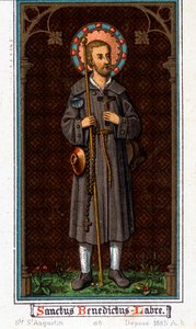 Svatý Benedikt z Nursie (narozen v Norcii (Norcia) v Umbrii kolem roku 480 - 527) jako poutník. Chromolitografie z roku 1885. od Unknown artist