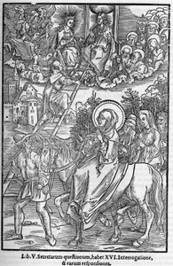 Svatá Brigitte de Suede (Santa Brigitta di Svezia) (Brigida, Bridget, Brigite) (1303-1373). Vdova, zakladatelka řádu Svatého Spasitele. Rytina v "Pamětní obrazové knihy proroctví nebo vidění" 1556 od Unknown artist