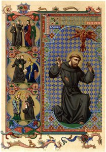 Svatý František z Assisi přijímá stigma. počátek 20. století (chromo) od Unknown Artist