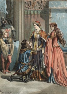 Saint Louis (1214-1270), král Francie, a jeho matka Blanche de Castille (1188-1252). rytina z roku 1881 v „Kultu krásy“ od Juana Justa Hugueta, Molinas Hermanos editores od Unknown artist