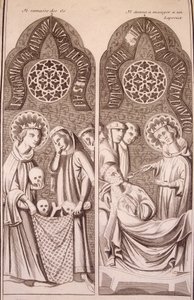 Saint Louis sbírá kosti a dává jídlo malomocným od Unknown artist