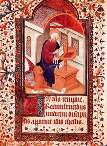 Miniatura svatého Marka z „“ Hodiny Eduarda I. (Duarte) z Portugalska (1391-1438)“ Lisabon z 15. století, Torre do Tombo od Unknown artist