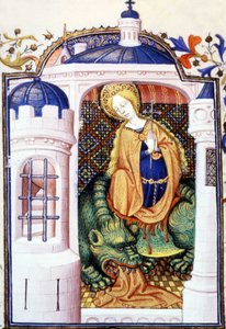 Svatá Marta a netvor Tarasque. Rukopis 15. století. od Unknown artist