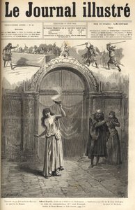 Sarah Bernhardt: Lady Macbeth v „“Macbeth“, drama Shakespeare, adaptace Jean Richepin – Theater de la porte Saint-Martin – rytina v „Le journal illustrious““ z roku 1884 od Unknown artist