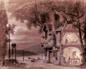 Scénografie Philippa Chaperona k opeře „“Rigoletto““ italského skladatele Giuseppe Verdiho (1813-1901) pro představení v Pařížské opeře od Unknown artist