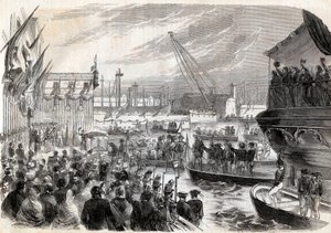 Druhá italská válka za nezávislost, italské tažení z roku 1859: Napoleon III. (1808-1873) v přístavu Genes 12.05.1859 - Příjezd Francouzů do Janova, 12. května od Unknown artist