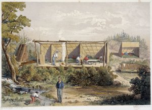 Tábor osadníků v Kanadě – v „“Sketches on the nipisaguit a river of New Brunswick in America”” od Williama Hickmana, ed. Halifax od Unknown artist