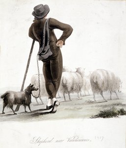 Pastýř poblíž Valenciennes - akvarel od Unknown artist