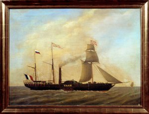 Loď s lopatkami na řece Tejo Anonymní obraz. Marseillské muzeum námořnictva z 19. století od Unknown artist