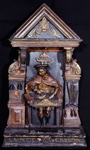 Cedule švec s nápisem dole „“ Saint Crespin““ - vyřezávané dřevo od Unknown artist