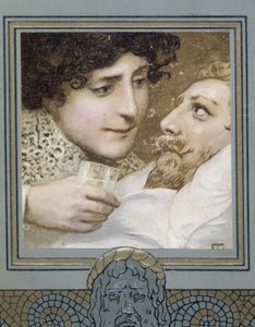 Nemocný muž a žena mu dávají sklenici vody - 19. století od Unknown artist