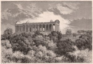 Boční pohled na starověký helénský chrám Concord v Agrigento na Sicílii, Itálie od Unknown
