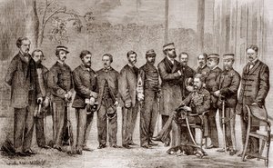 Sir James Hope Grant (1808-1875), britský voják a jeho štáb během druhé opiové války, která trvala od roku 1856 do roku 1860. od Unknown artist