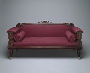 Pohovka, cca 1821-35 (palisandr a borovice s vlněným čalouněním) od Unknown artist