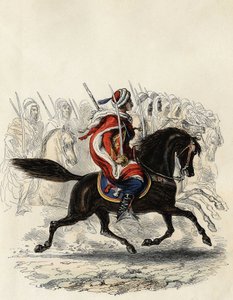 Spahis (indický jezdecký sbor francouzské armády) složený převážně z arabských jezdců vycvičených pro provincii Alžír v roce 1834, d