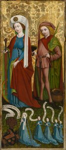 Svatá Kateřina a sv. Vít s Annou von Freiberg a jejími dcerami, kolem roku 1450 (tempera a olej na desce) od Unknown artist